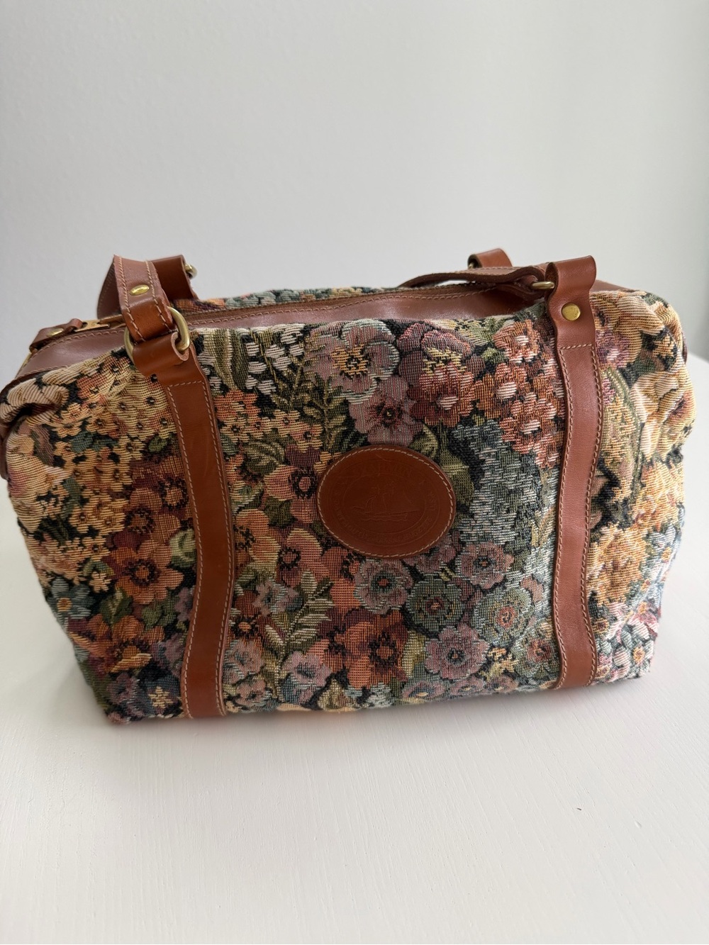 Vintage Brahmin Floral Tapestry Weekender Duffle Travel Bag